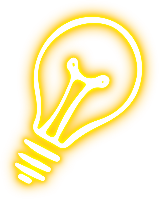 Yellow Glowing Neon Lightbulb